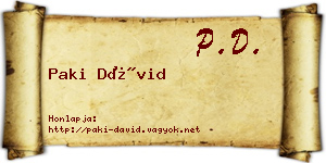 Paki Dávid névjegykártya